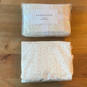 Parachute Percale Crib Sheet Set Cream Ochre Confetti Dot
